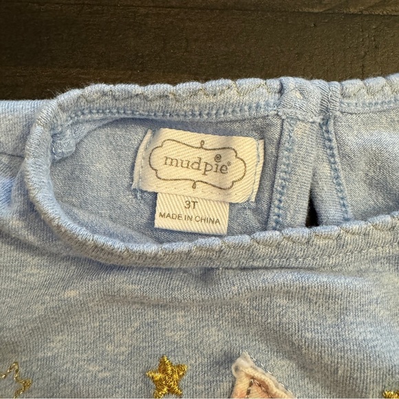 Mud Pie Toddler Girl Size 3T Birthday Shirt – “Three” Star Tee with Tassels - Picture 4 of 5